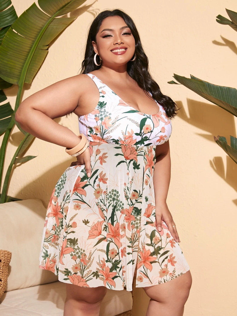 Wholesale Plus Size Printed Skirt Bikini  Swimwear Polyester